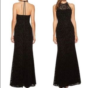 Nicole Miller Collection black lace velvet gown size 8